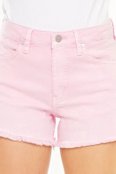 Kancan Raw Hem High Waist Denim Shorts