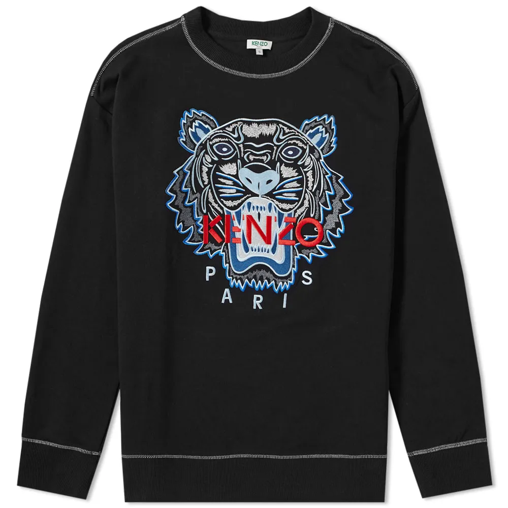 Kenzo Contrast Stitch Embroidered Tiger Crew SweatBlack