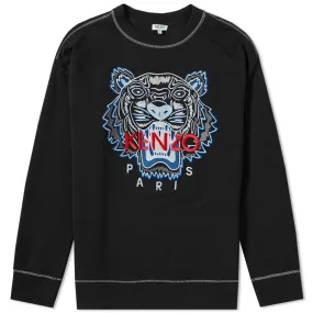 Kenzo Contrast Stitch Embroidered Tiger Crew SweatBlack