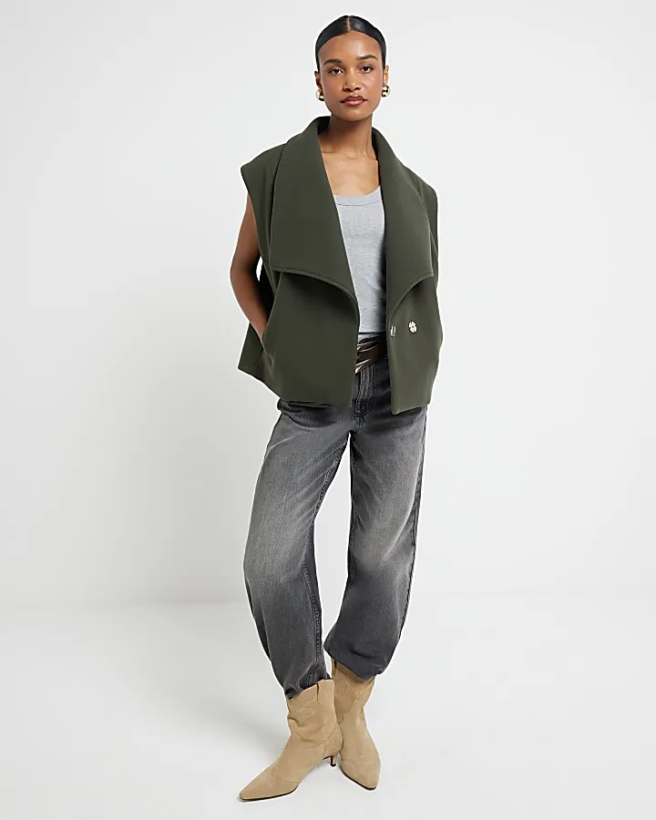 Khaki Sleeveless Jacket