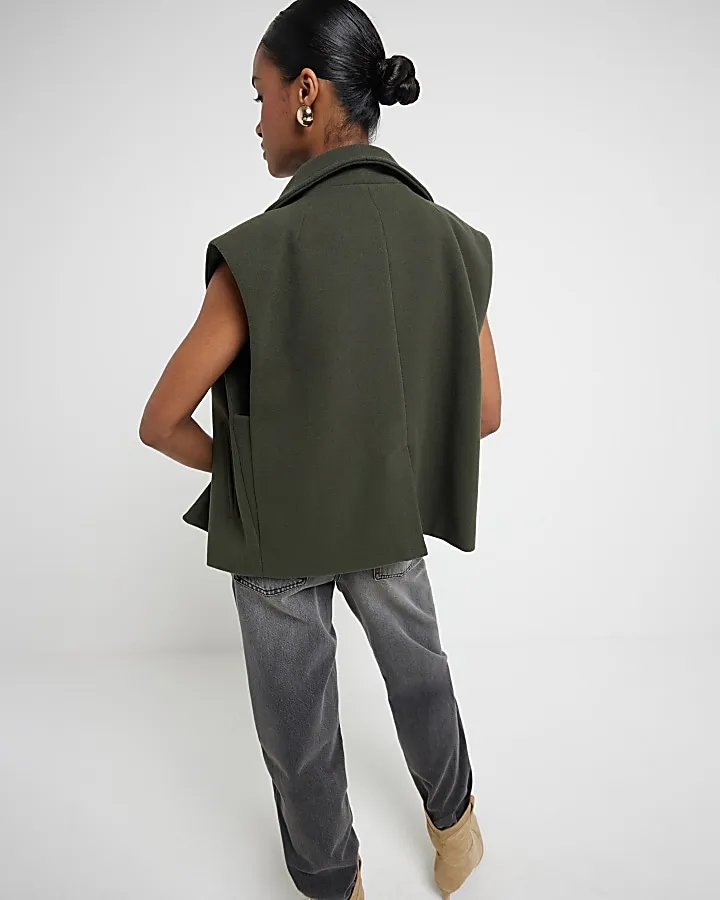 Khaki Sleeveless Jacket