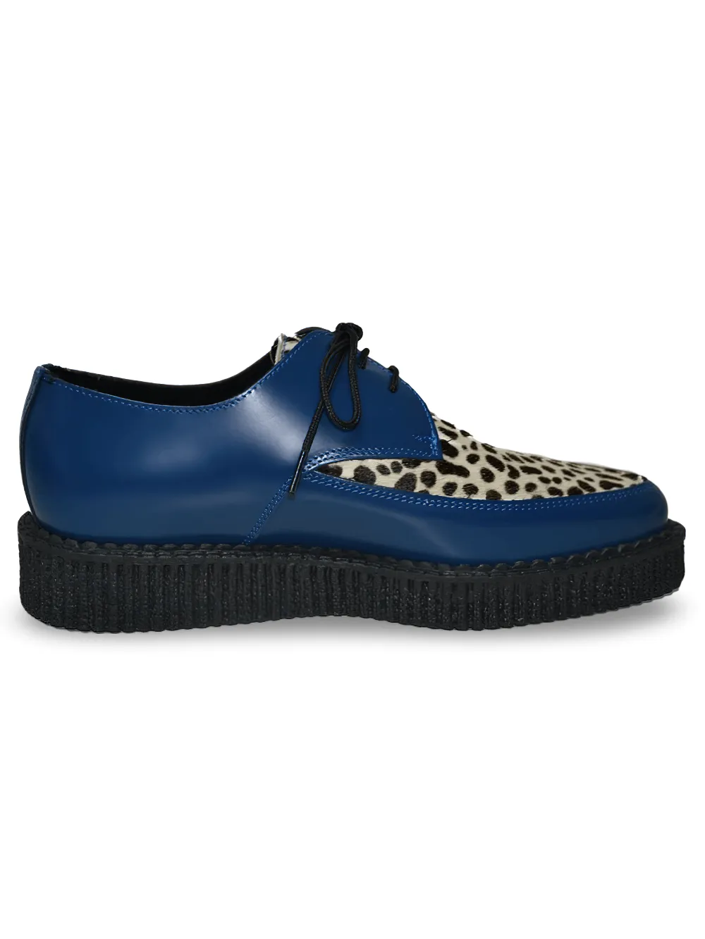 Leopard Fur and Leather Pointed Creeper Shoes