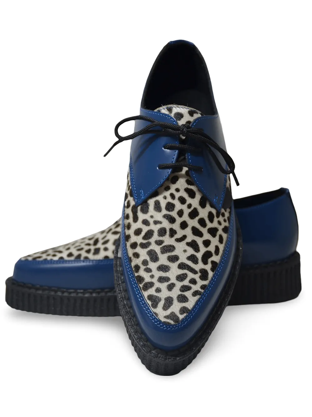 Leopard Fur and Leather Pointed Creeper Shoes