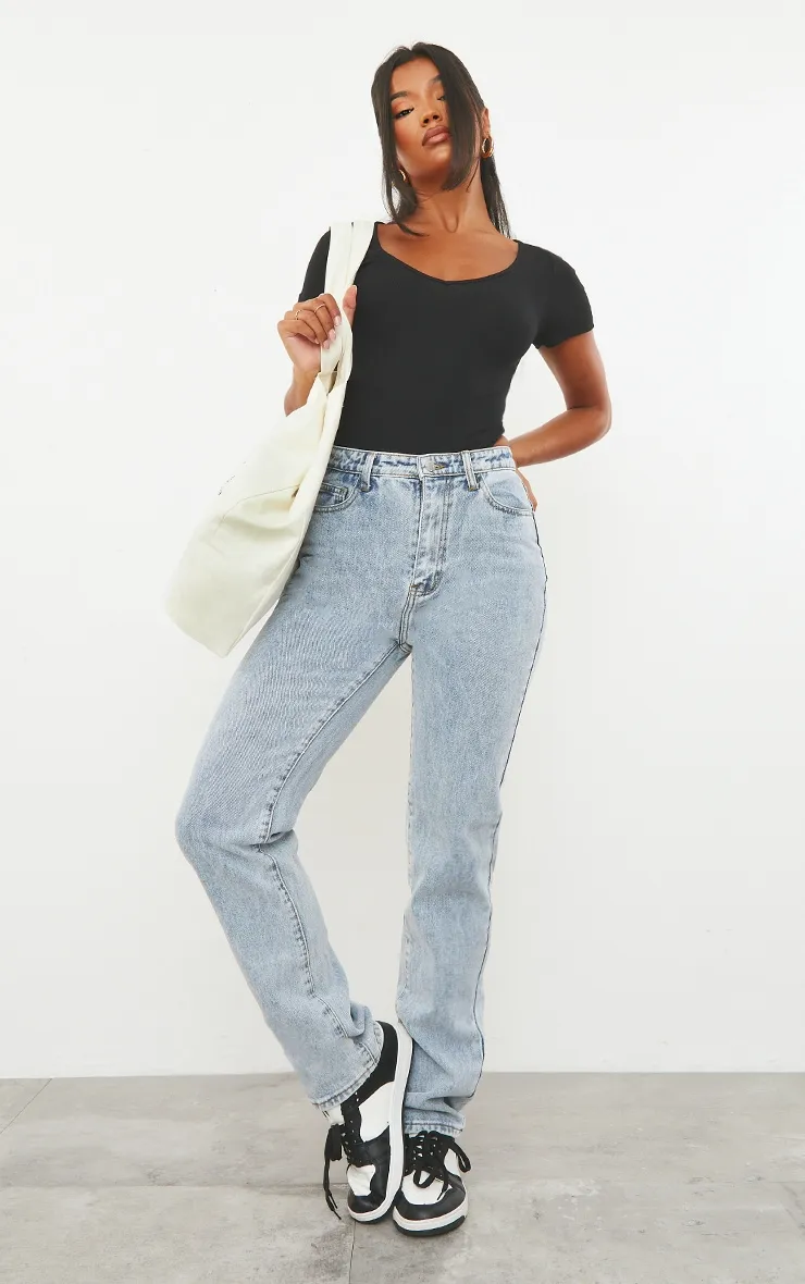 Light Wash Long Leg Straight Jeans | Denim