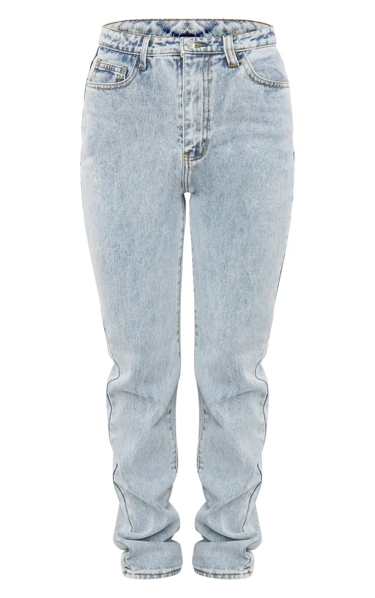 Light Wash Long Leg Straight Jeans | Denim