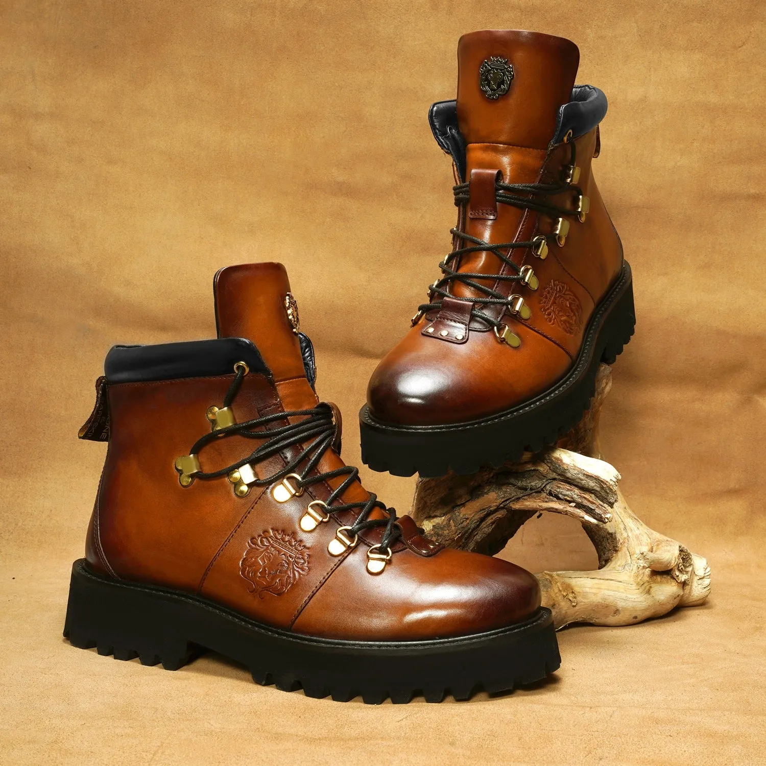 Light Weight Hiking Tan Chunky Boot