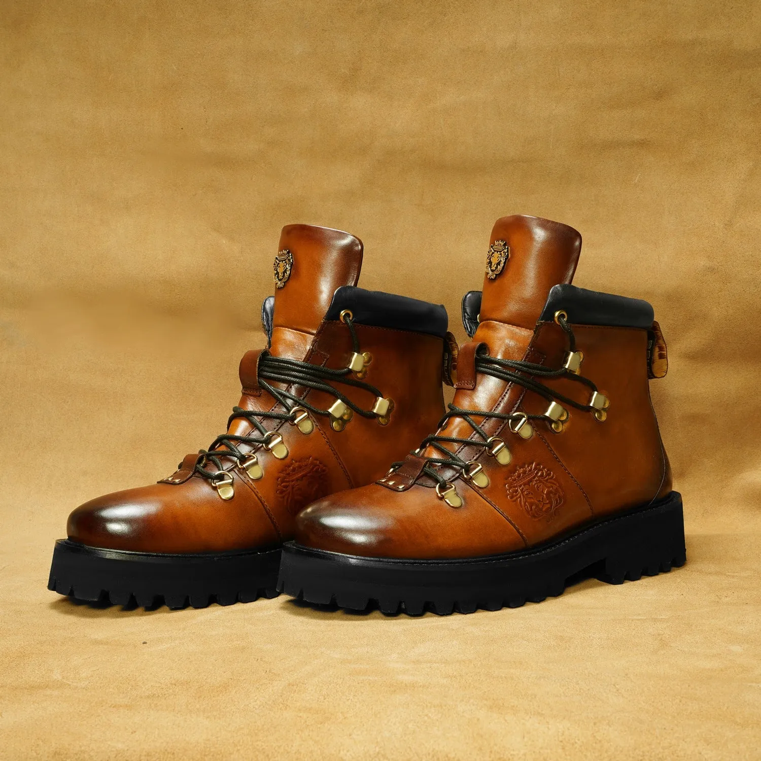 Light Weight Hiking Tan Chunky Boot