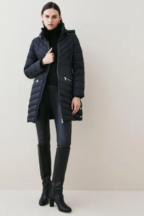 Lightweight Puffer Packable Midi Coat | Karen Millen