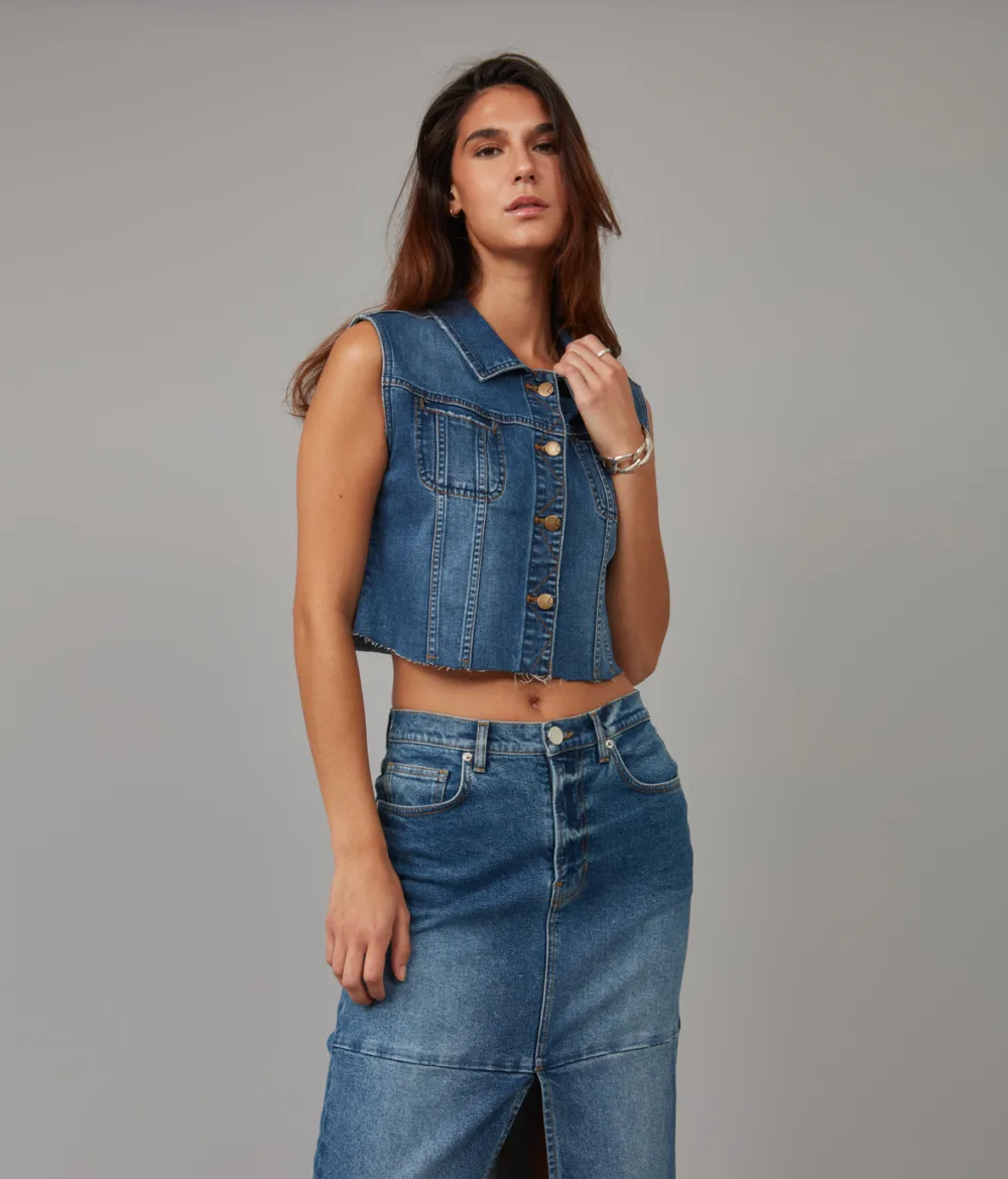 Lola Jeans GABBIE-DIS Cropped Denim Vest