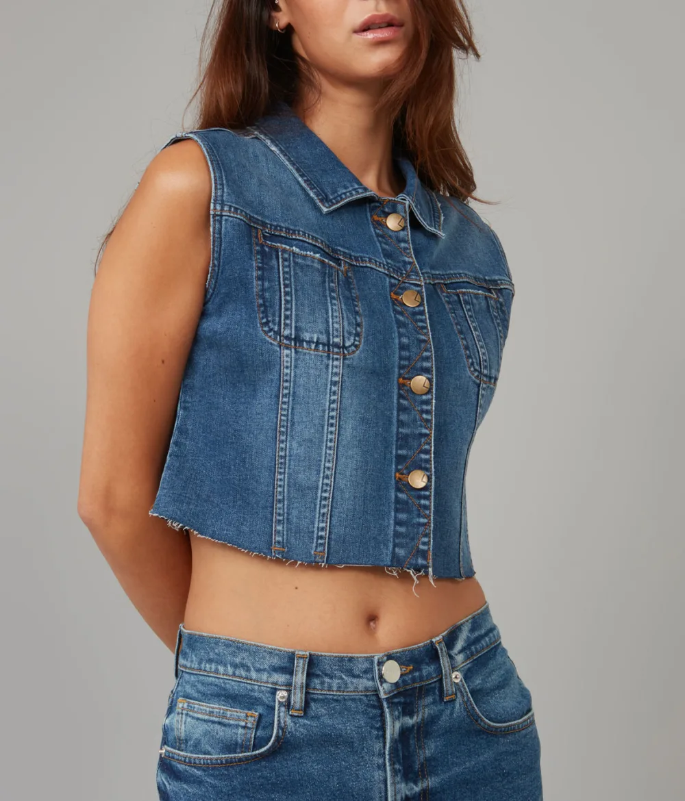 Lola Jeans GABBIE-DIS Cropped Denim Vest