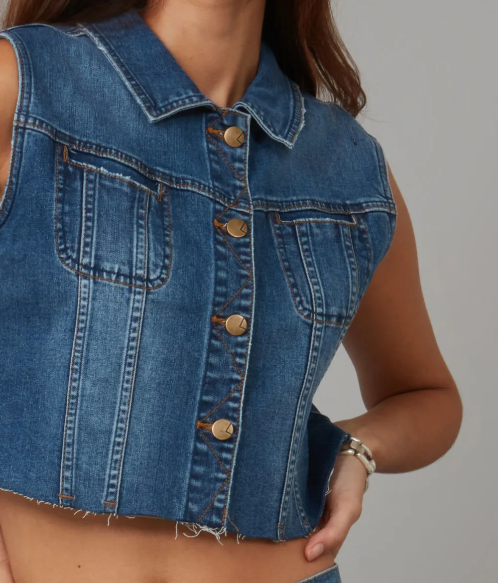 Lola Jeans GABBIE-DIS Cropped Denim Vest