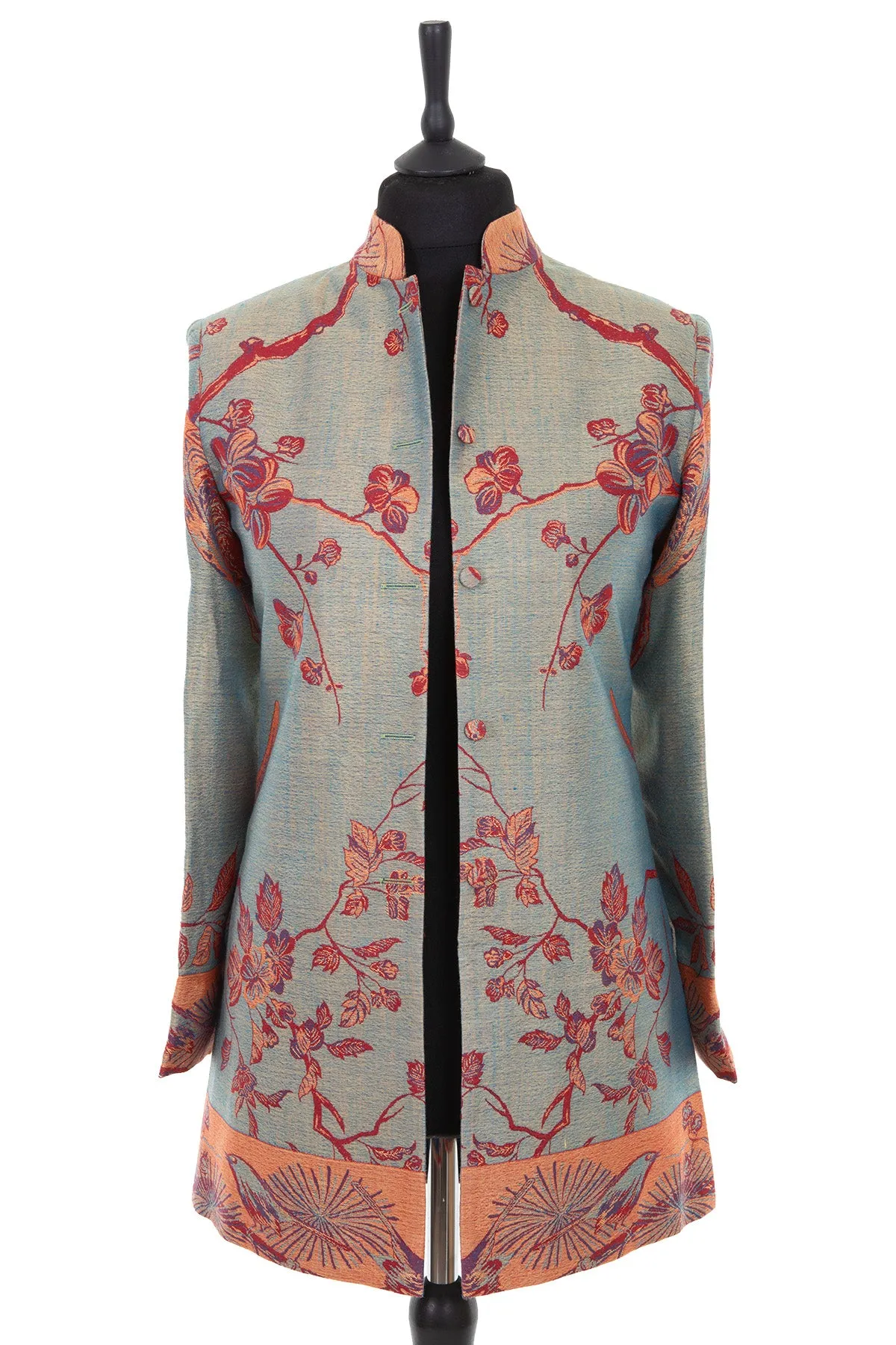 Long Nehru Jacket in Opaline