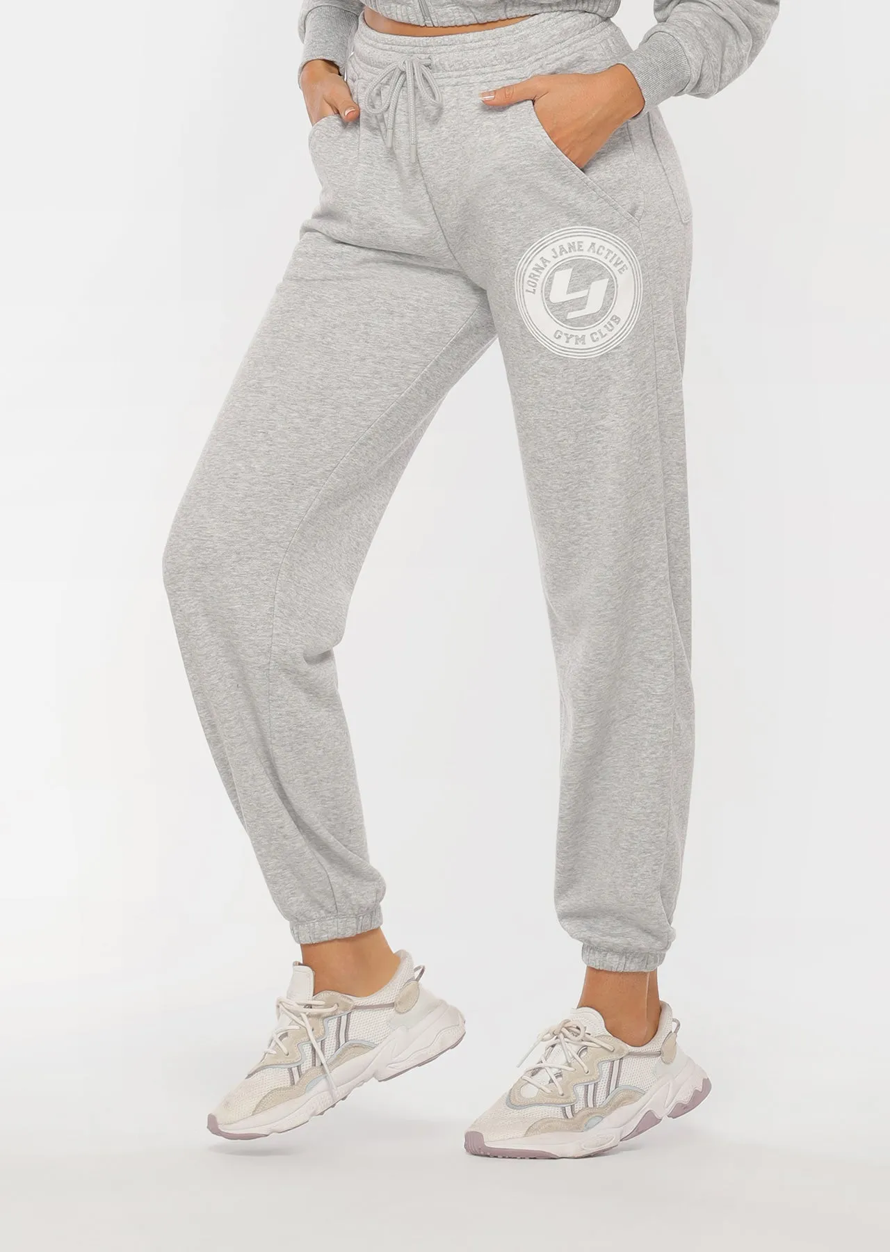 Lorna Jane Swagger Track Pant in Light Grey Marl