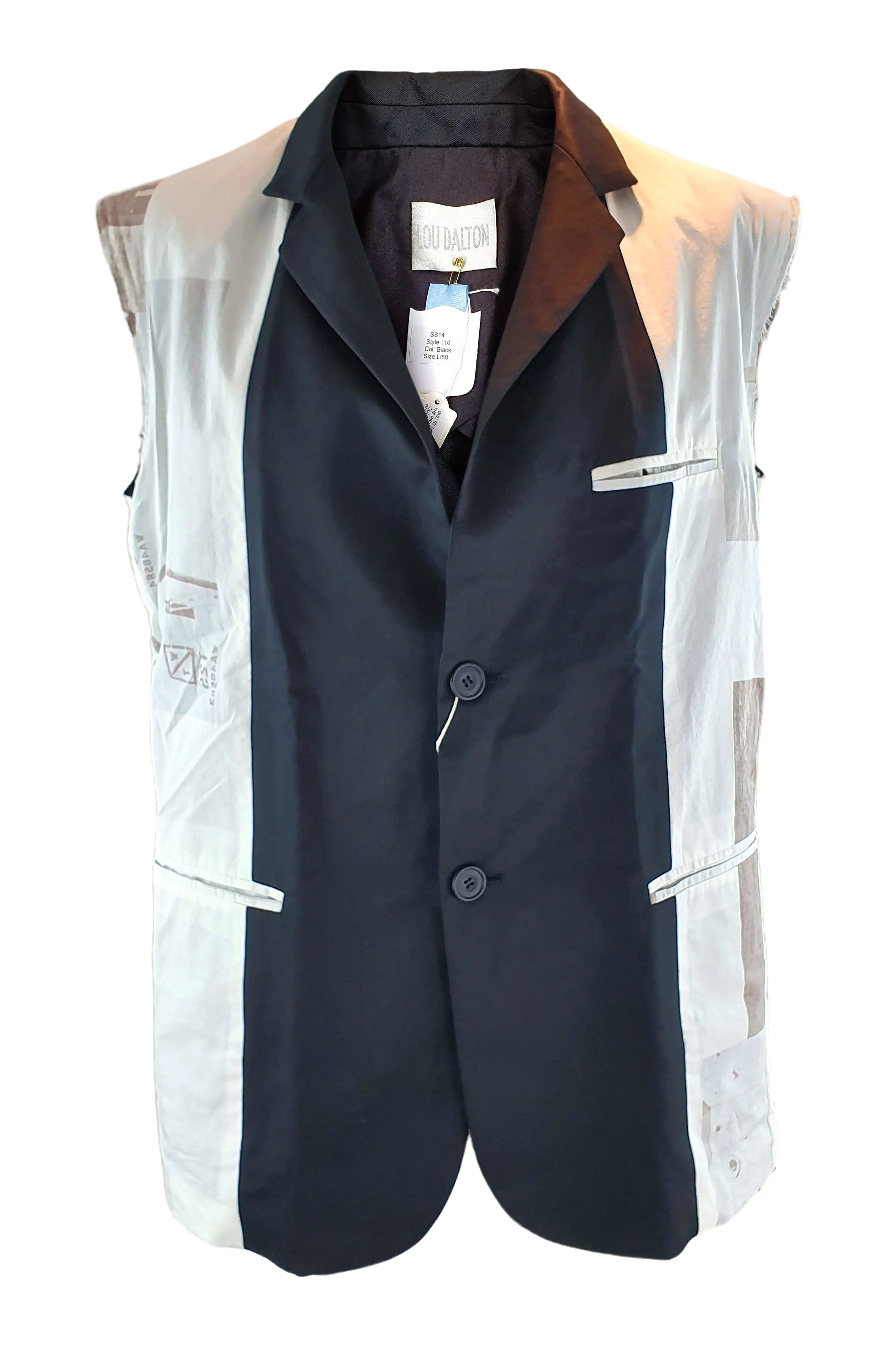 LOU DALTON SS14 Black Sleeveless Blazer (50/L)