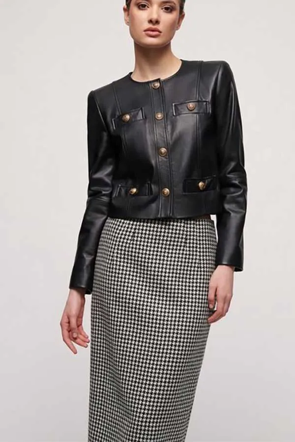 Luisa Spagnoli SMALTO BLACK LEATHER JACKET