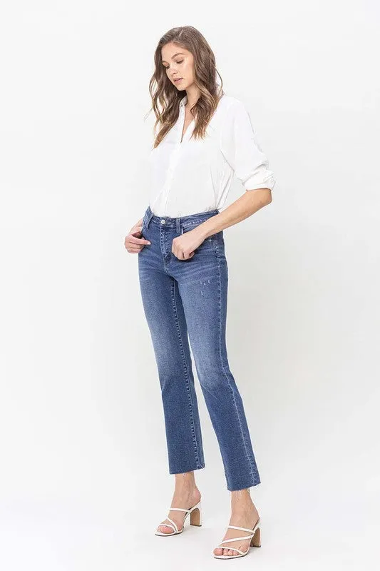 Madeline High Rise Straight Jean With Raw Hem