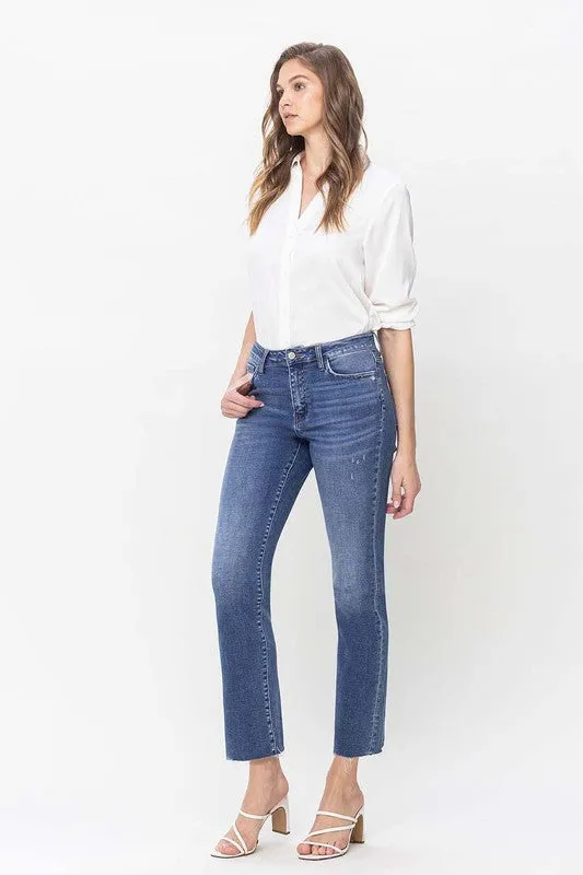 Madeline High Rise Straight Jean With Raw Hem