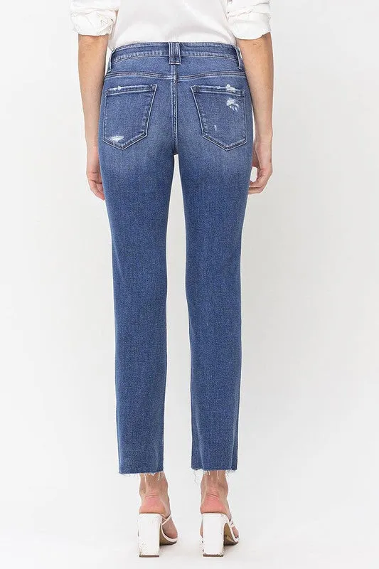 Madeline High Rise Straight Jean With Raw Hem