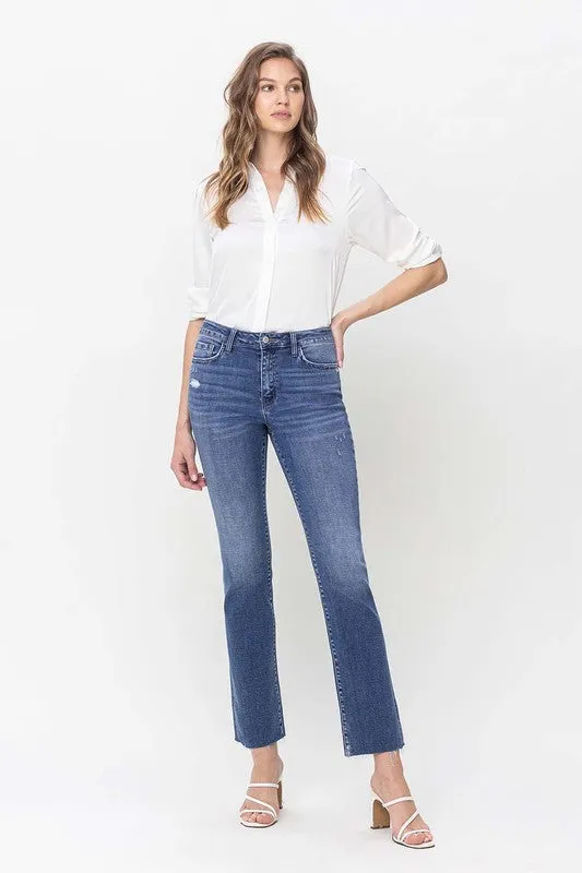 Madeline High Rise Straight Jean With Raw Hem