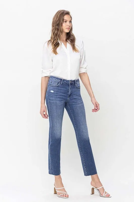 Madeline High Rise Straight Jean With Raw Hem