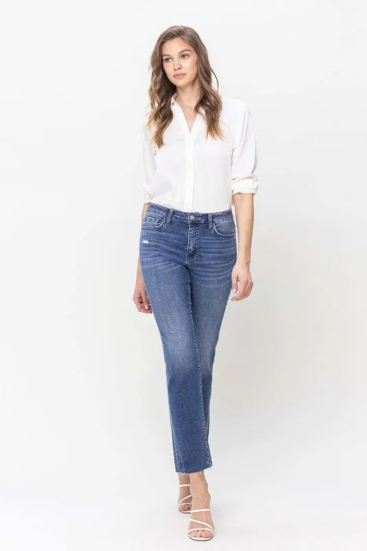 Madeline High Rise Straight Jean With Raw Hem