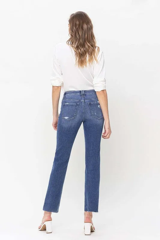 Madeline High Rise Straight Jean With Raw Hem