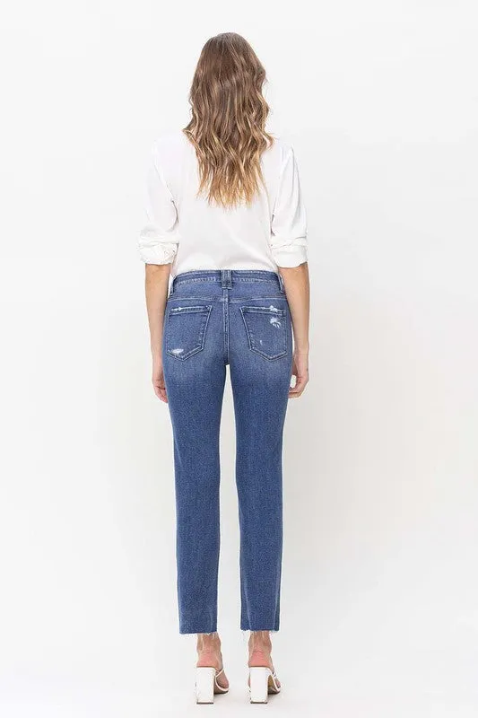 Madeline High Rise Straight Jean With Raw Hem