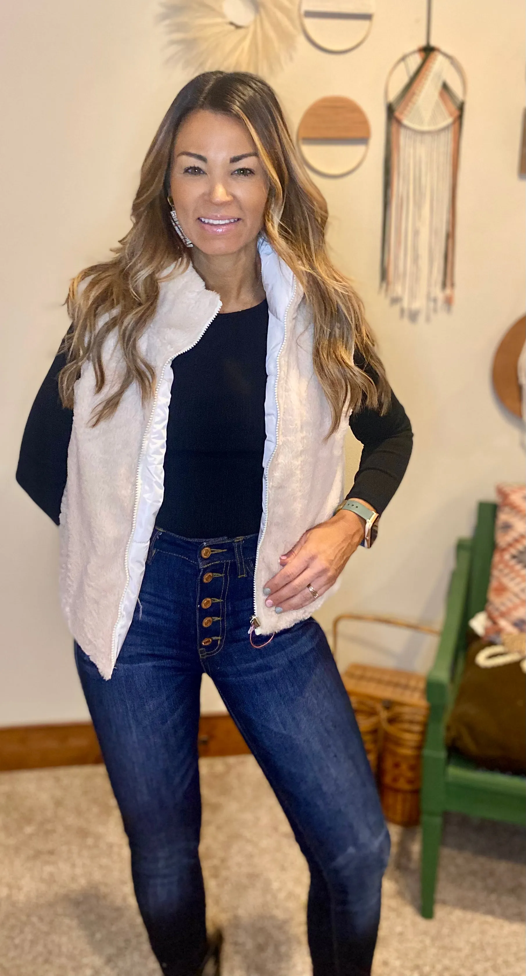 Magnolia cream and fur vest