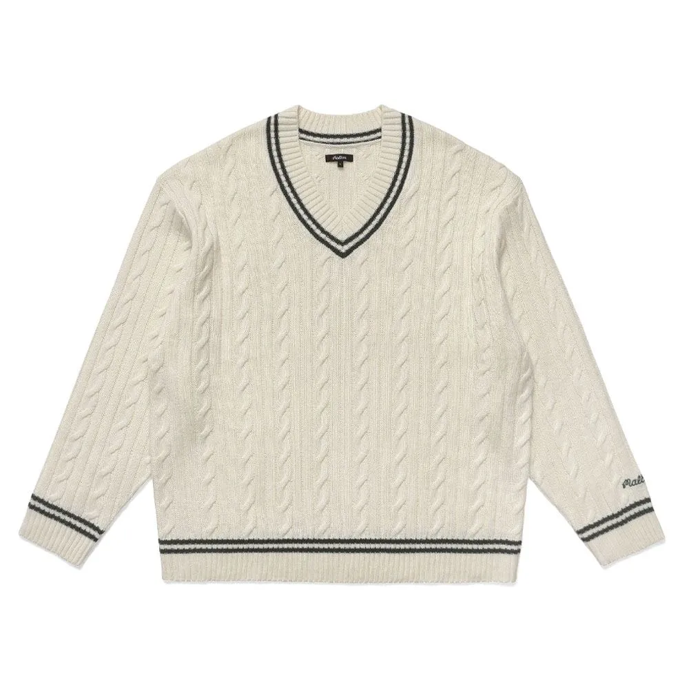 Malbon Ivy Cable Knit Golf Sweater Natural - FW22