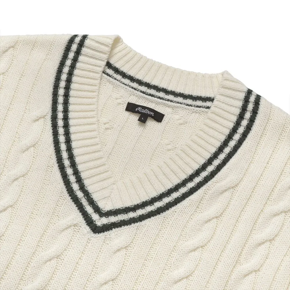 Malbon Ivy Cable Knit Golf Sweater Natural - FW22