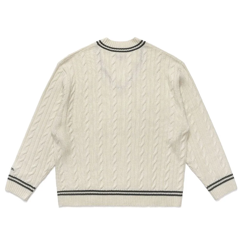 Malbon Ivy Cable Knit Golf Sweater Natural - FW22