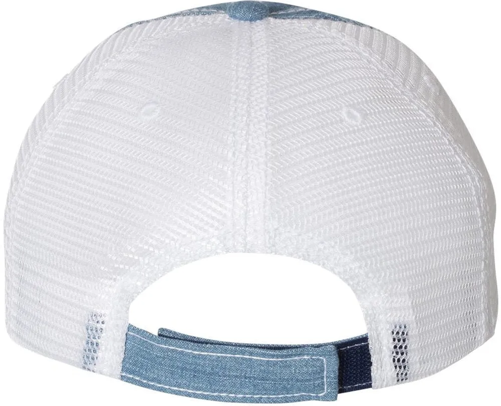 Mega Cap Herringbone Unstructured Contrast Stitch Trucker Cap