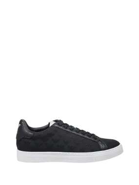 MEN EMPORIO ARMANI BLACK LEATHER SNEAKER