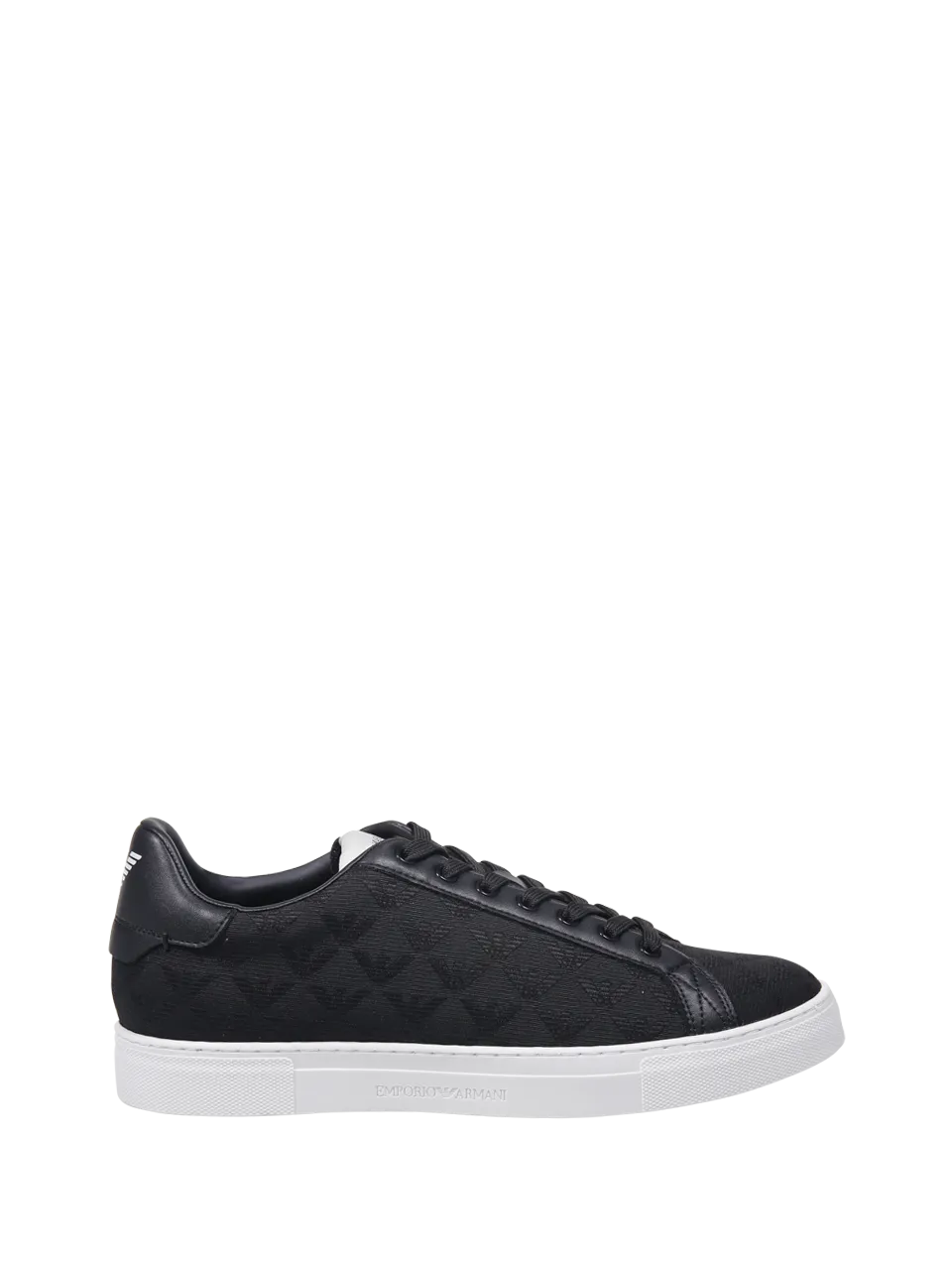 MEN EMPORIO ARMANI BLACK LEATHER SNEAKER