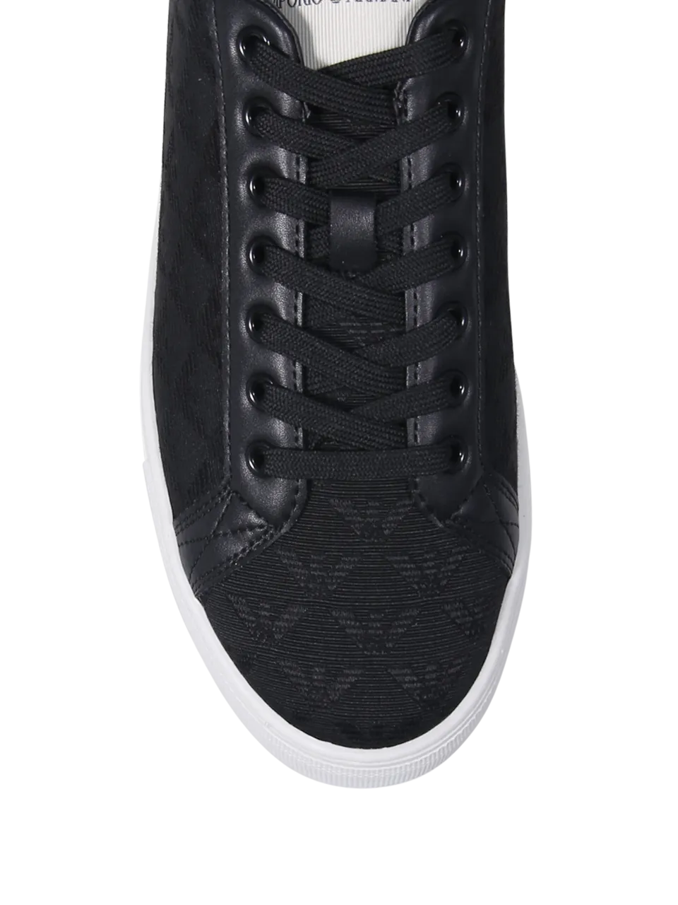 MEN EMPORIO ARMANI BLACK LEATHER SNEAKER