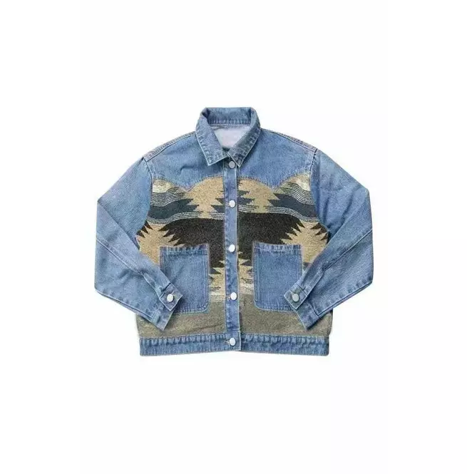 Men's Contrast Denim Western Jacket: