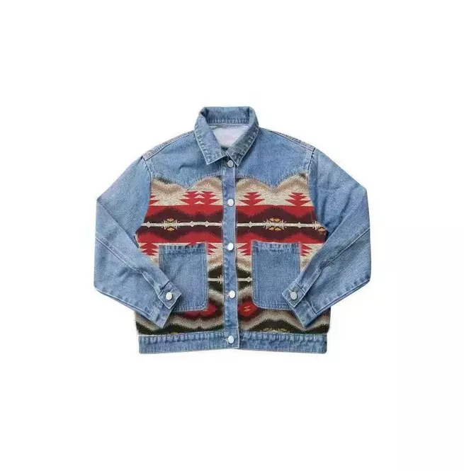 Men's Contrast Denim Western Jacket: