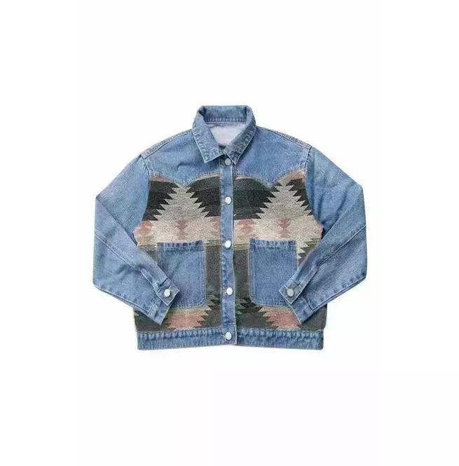 Men's Contrast Denim Western Jacket: