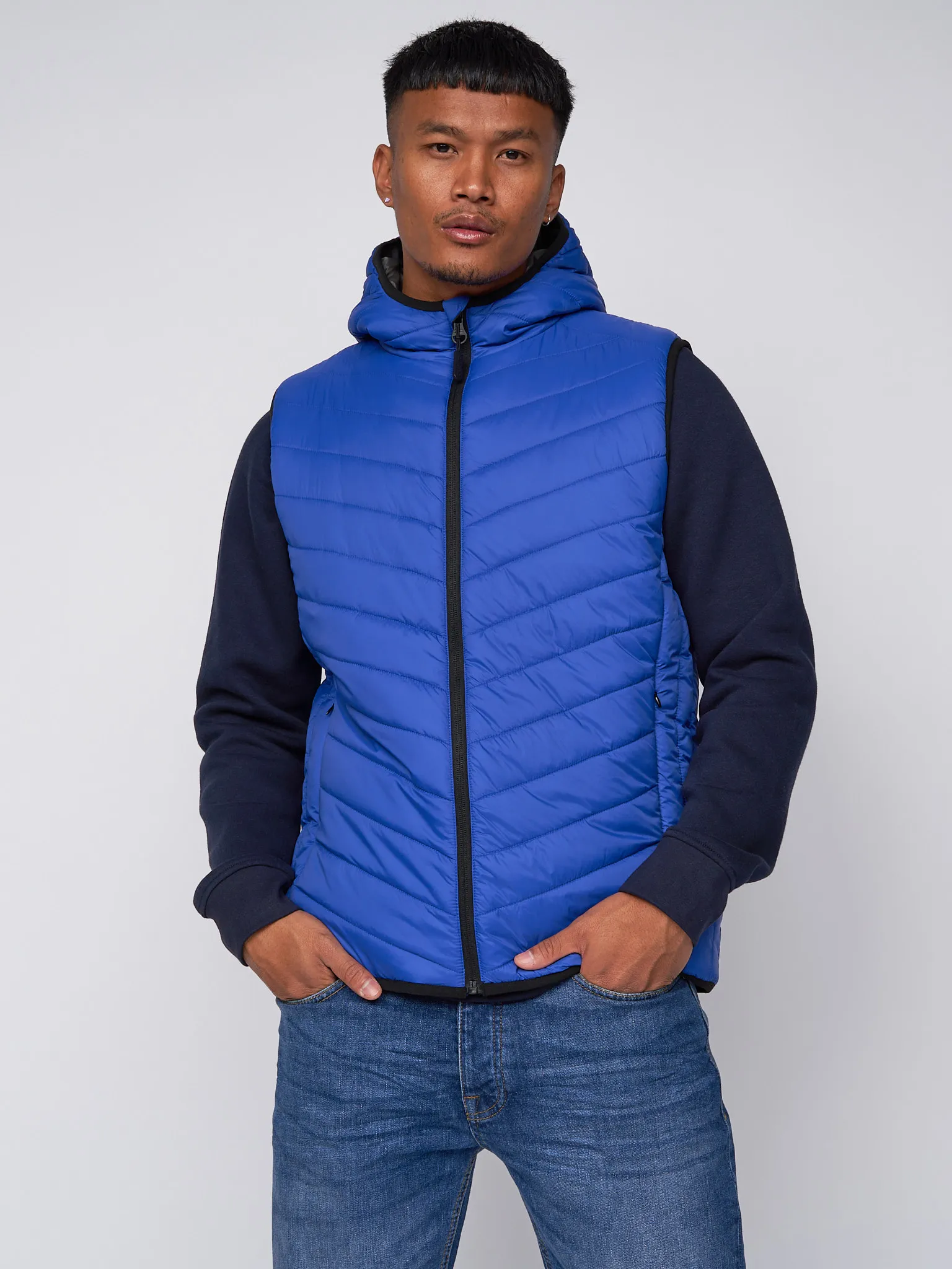 Mens Hooded Gilet Sleeveless Jacket Quilted Bodywarmer