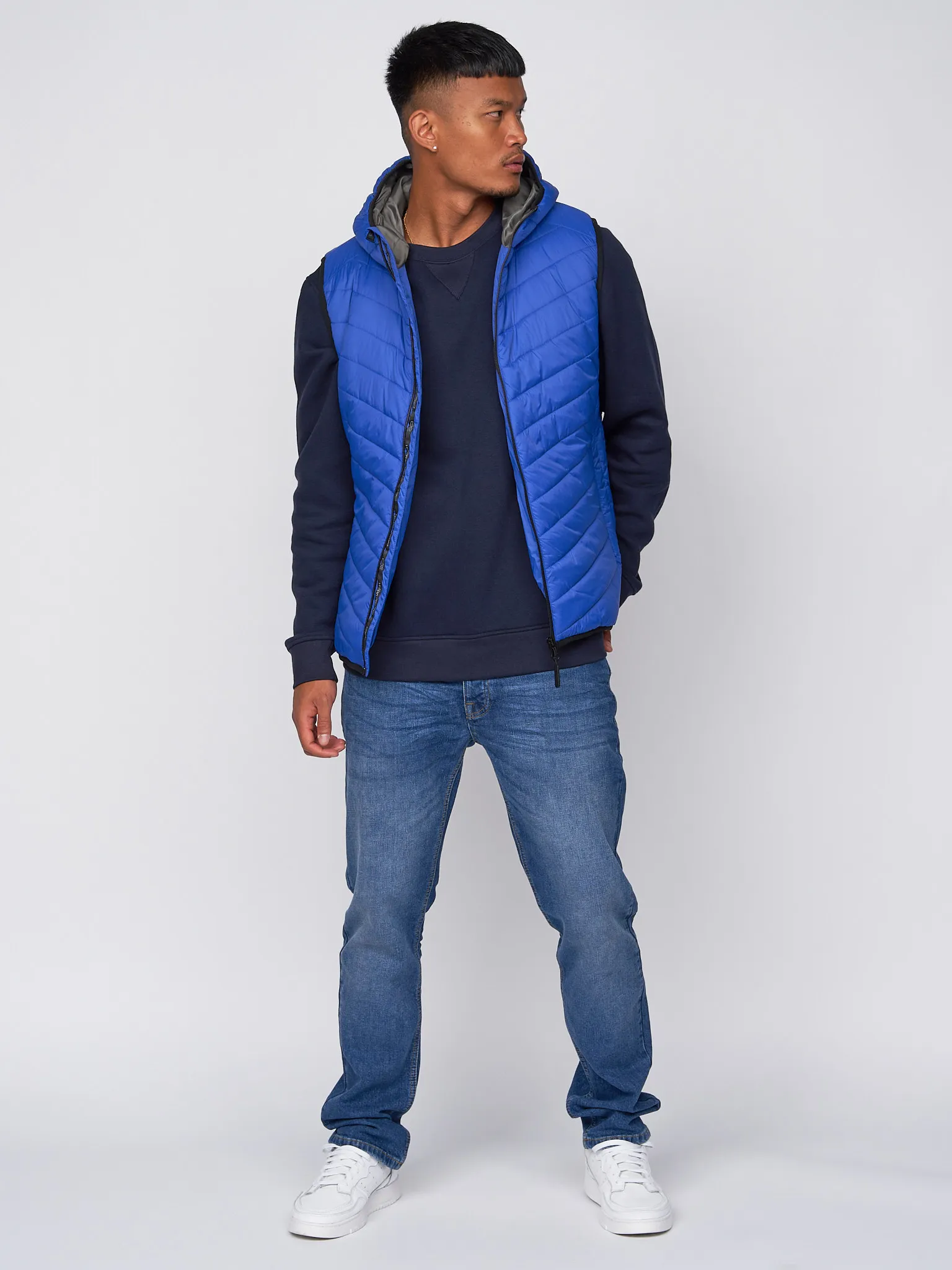 Mens Hooded Gilet Sleeveless Jacket Quilted Bodywarmer