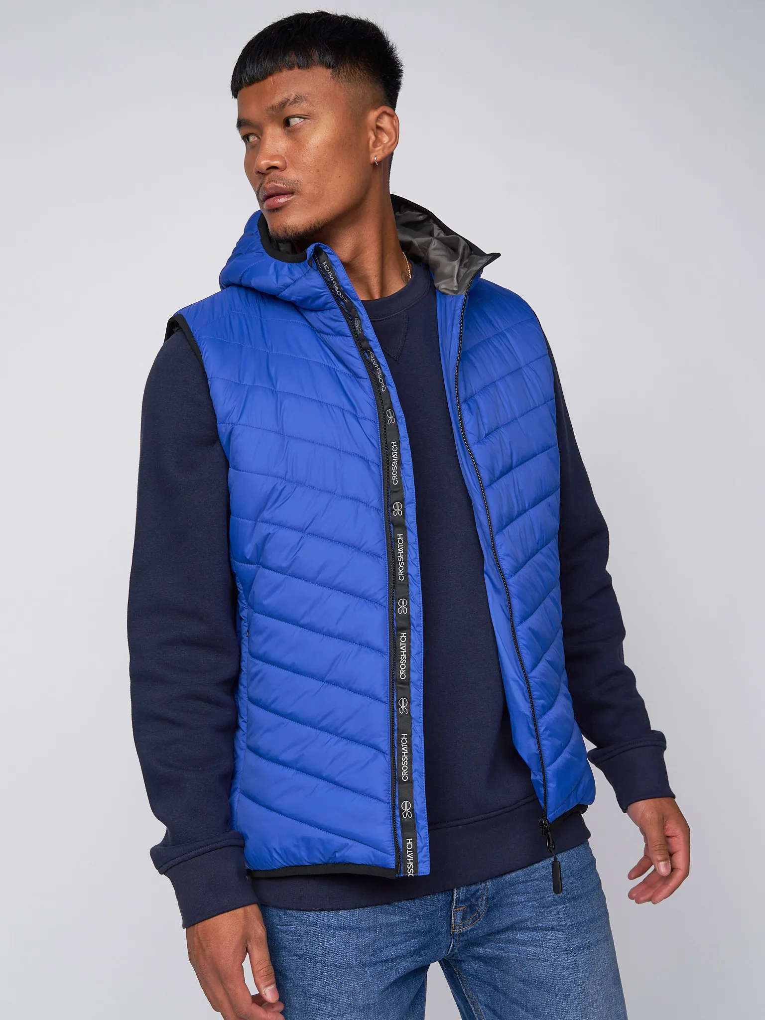 Mens Hooded Gilet Sleeveless Jacket Quilted Bodywarmer