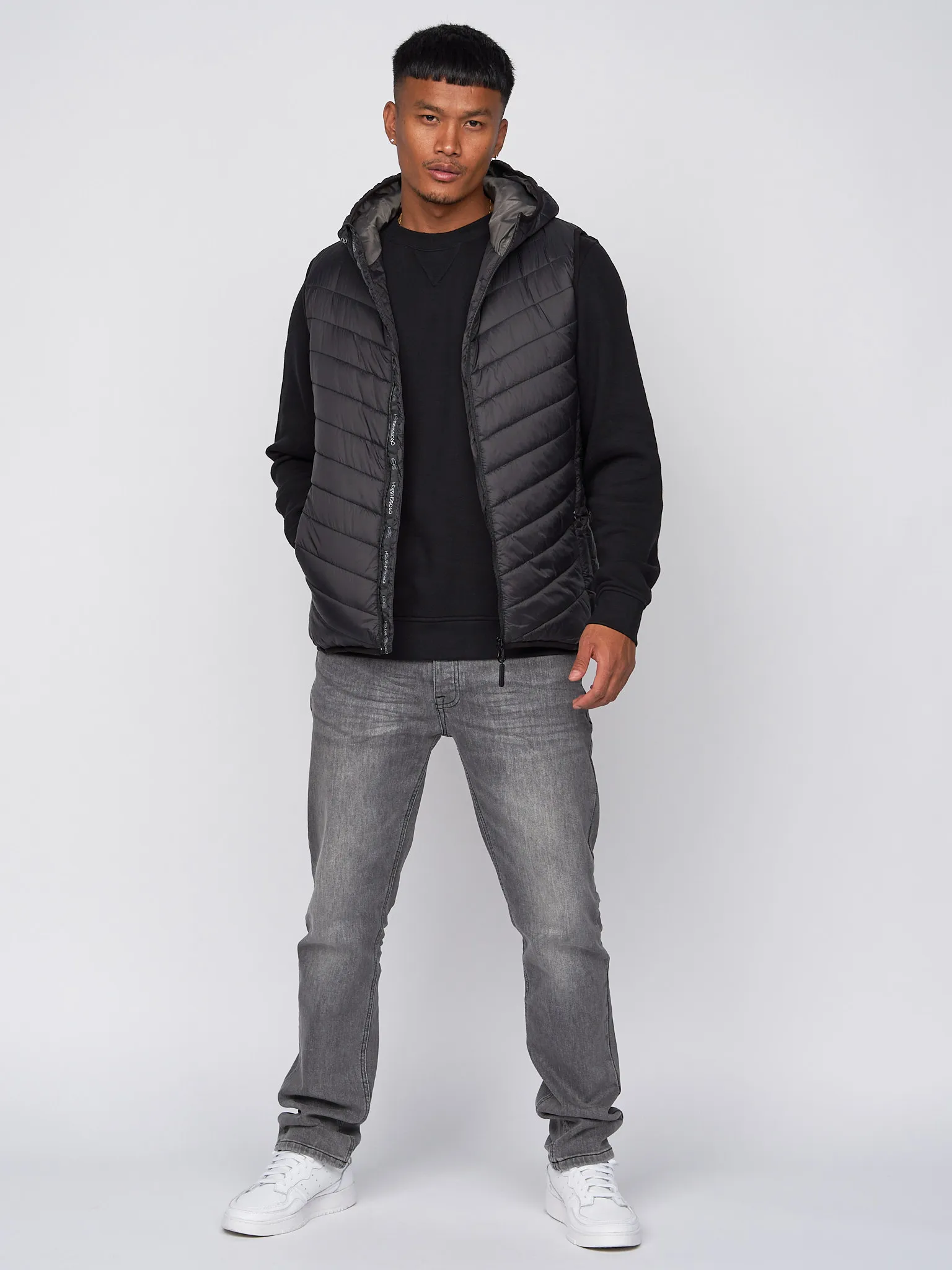 Mens Hooded Gilet Sleeveless Jacket Quilted Bodywarmer