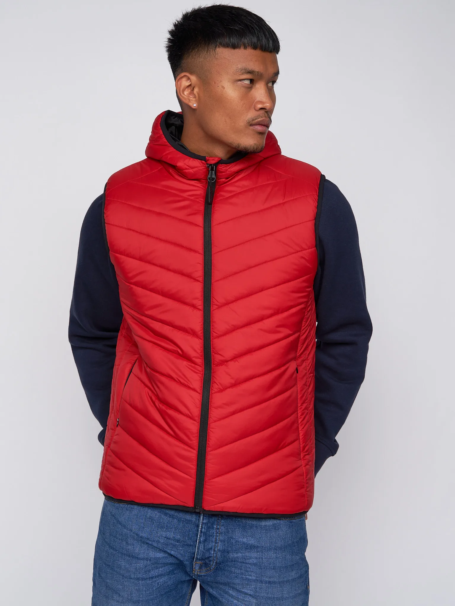 Mens Hooded Gilet Sleeveless Jacket Quilted Bodywarmer