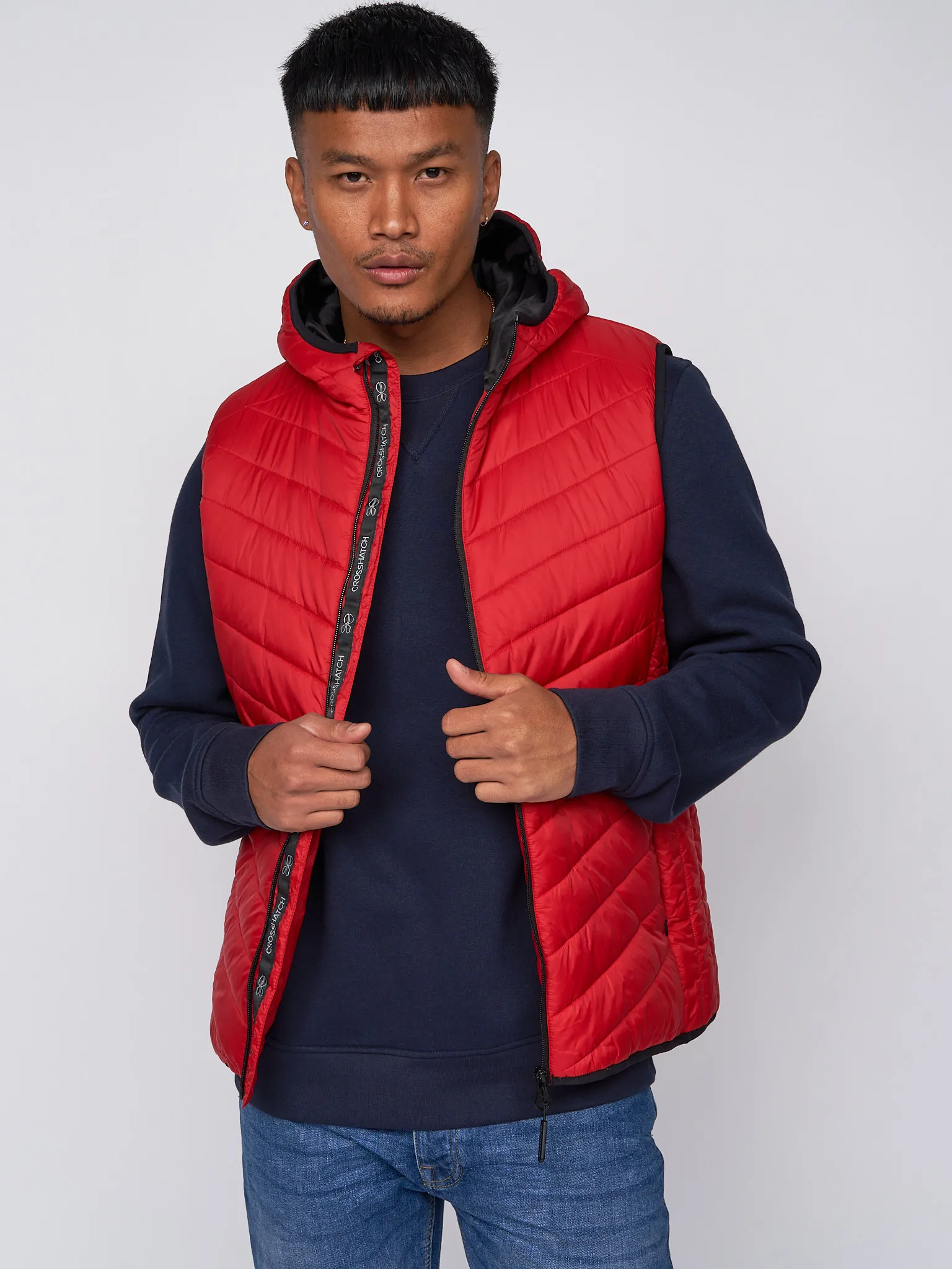 Mens Hooded Gilet Sleeveless Jacket Quilted Bodywarmer