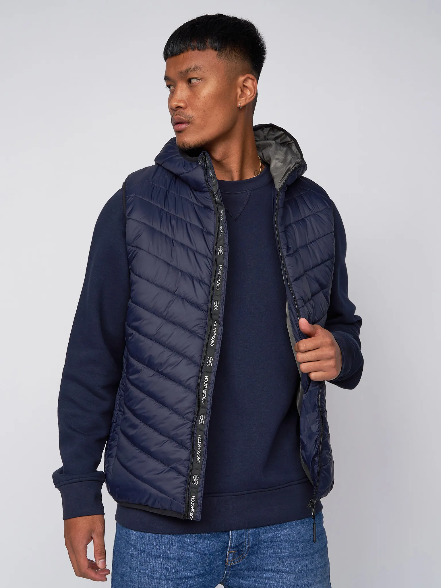 Mens Hooded Gilet Sleeveless Jacket Quilted Bodywarmer