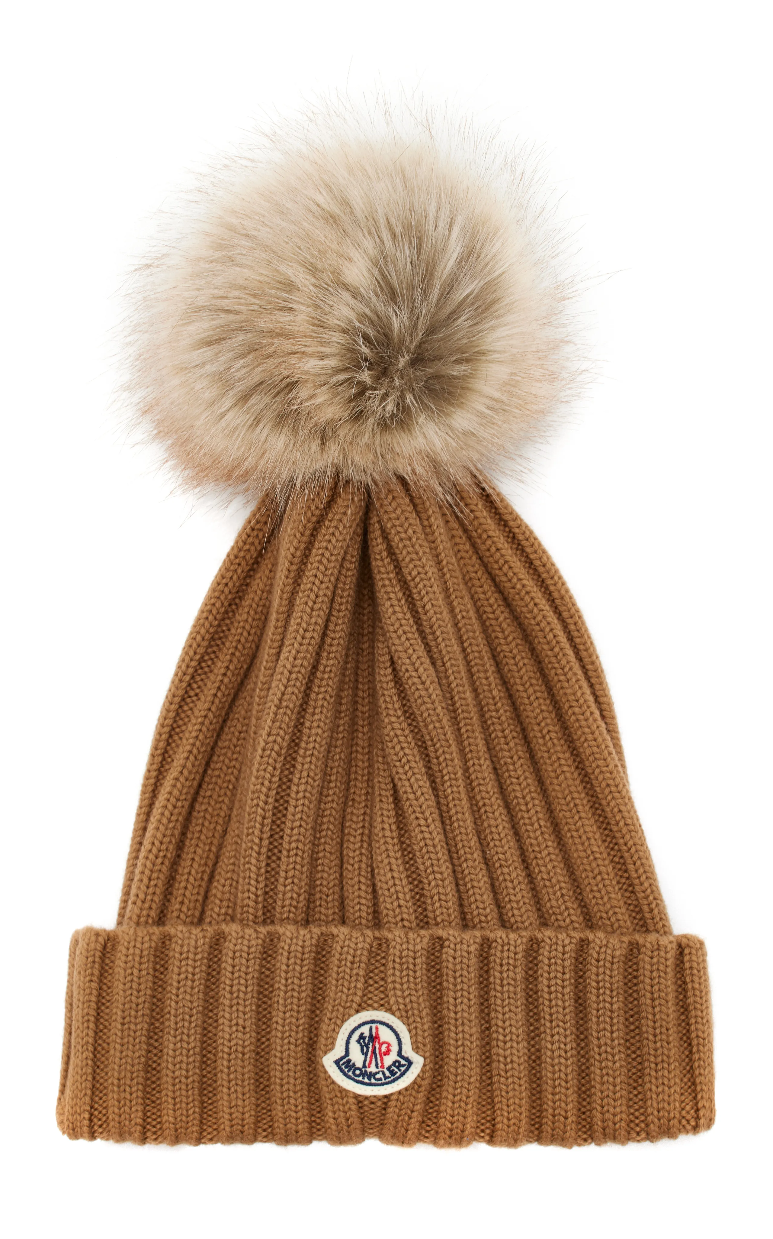 Moncler Fur-Trimmed Ribbed-Knit Wool Beanie