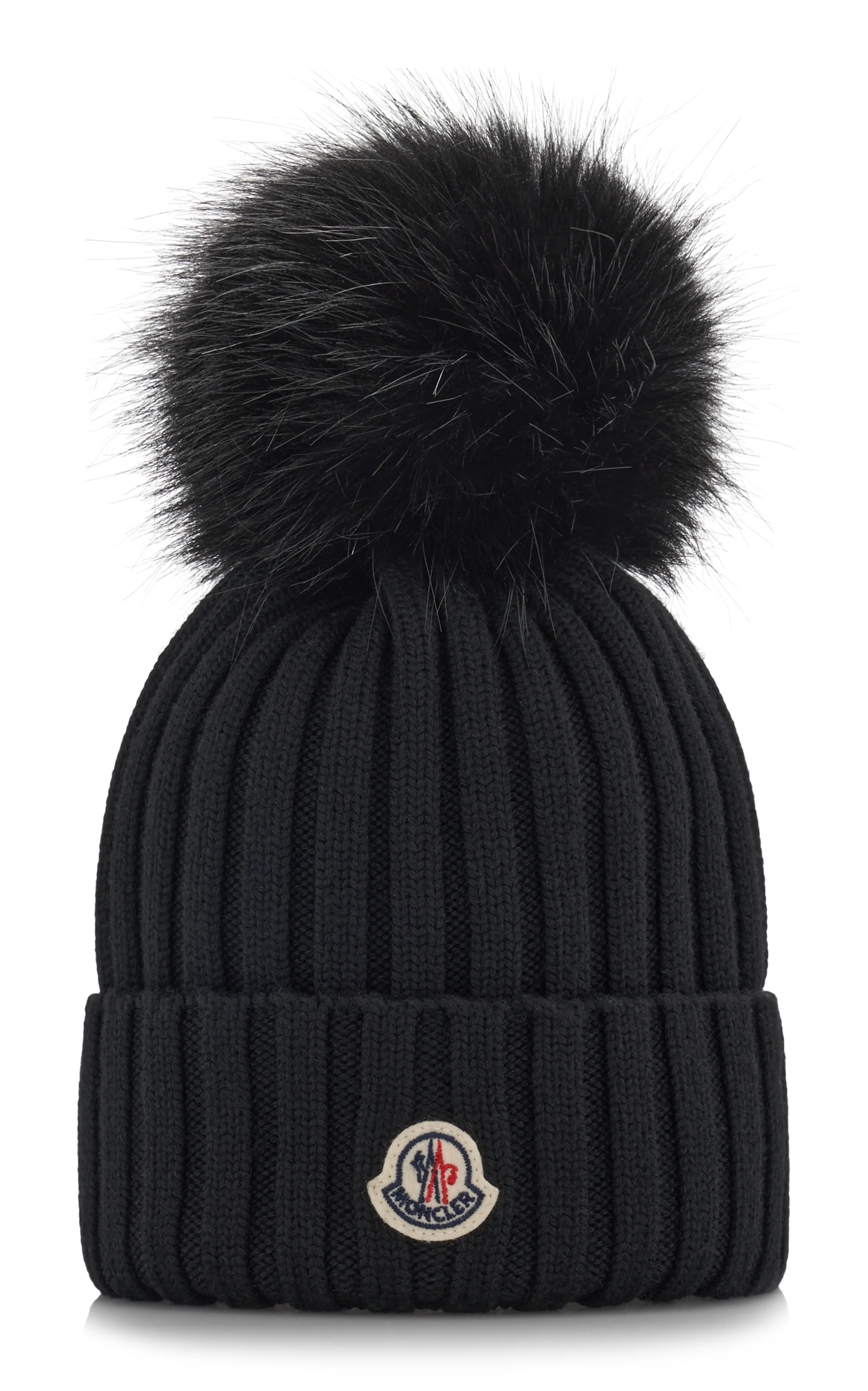 Moncler Fur-Trimmed Ribbed-Knit Wool Beanie