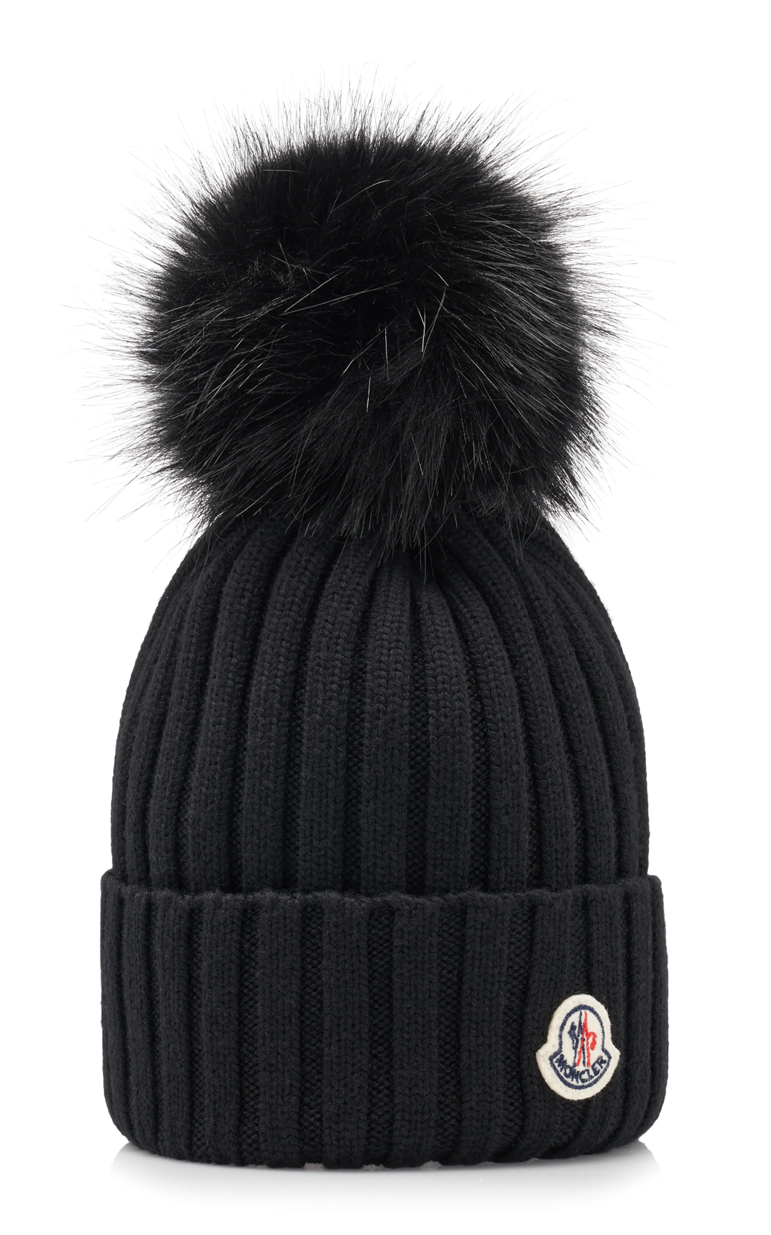 Moncler Fur-Trimmed Ribbed-Knit Wool Beanie