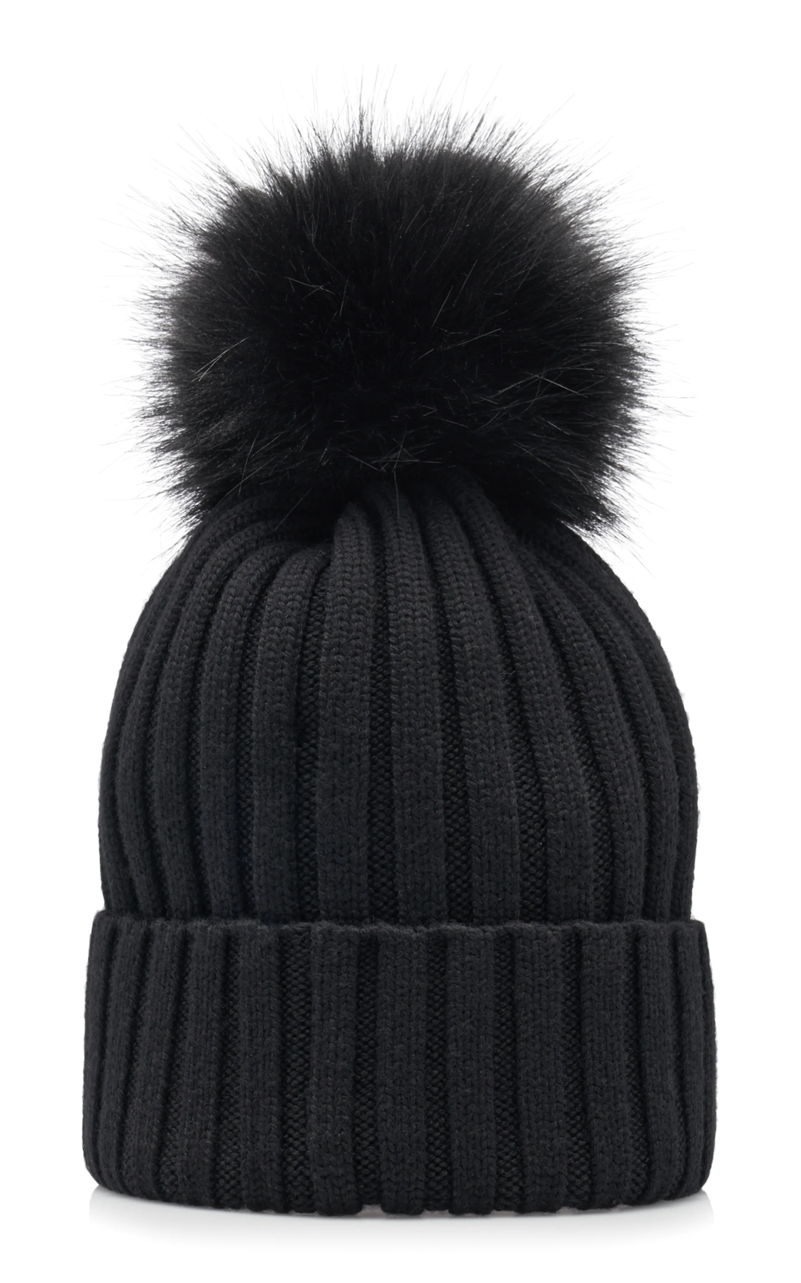 Moncler Fur-Trimmed Ribbed-Knit Wool Beanie