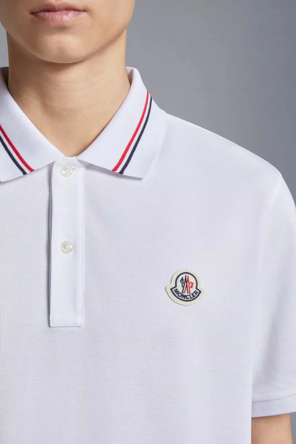 Moncler - Polo white à empiècement logo